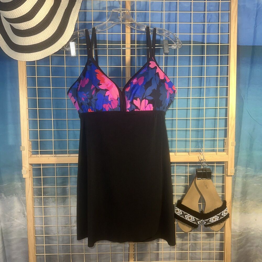 Sonnet Shores Women’s 10 Floral Swim Dress 1 Piece Brief Bottom Liner Msrp $80